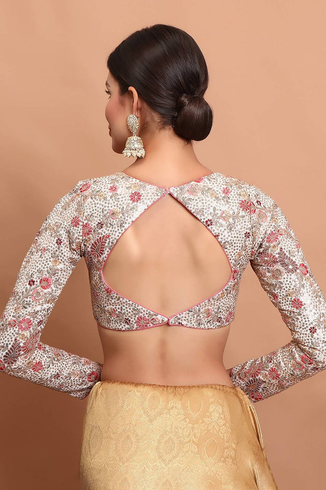 Cream Embroidered Georgette Blouse