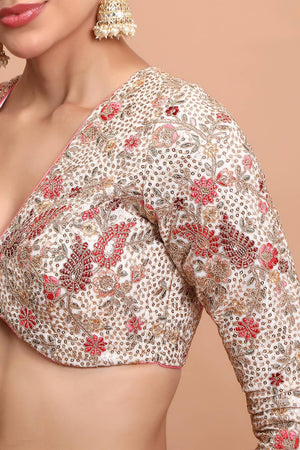 Cream Embroidered Georgette Blouse