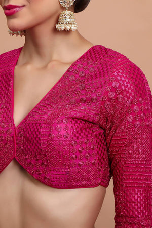 Pink Embroidered Georgette Blouse
