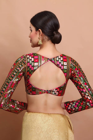 Green Embroidered Georgette Blouse