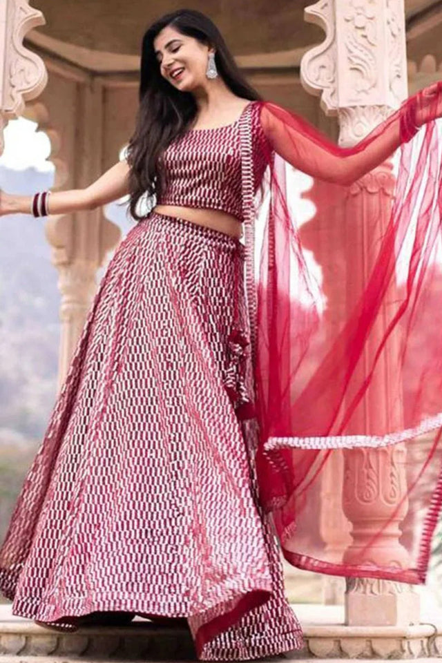 Pink Sequin Net Lehenga