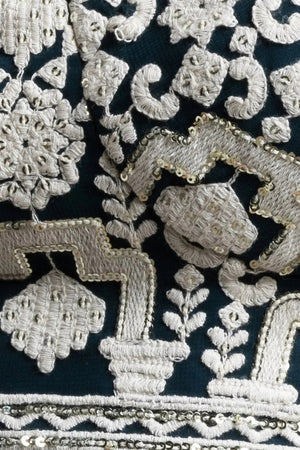 Green Embroidered Georgette Lehenga