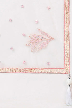 Off White Floral Embroidered Net Lehenga