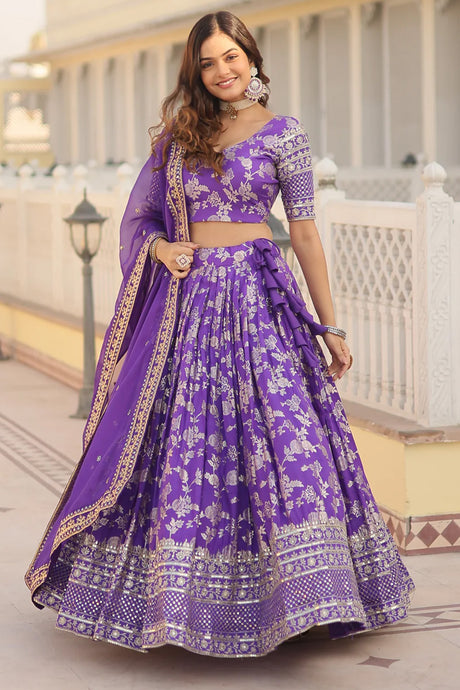 Lavender Sequin with Embroidered Silk Lehenga