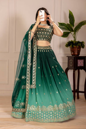 Green Sequin with Embroidered Simmer Silk  Lehenga