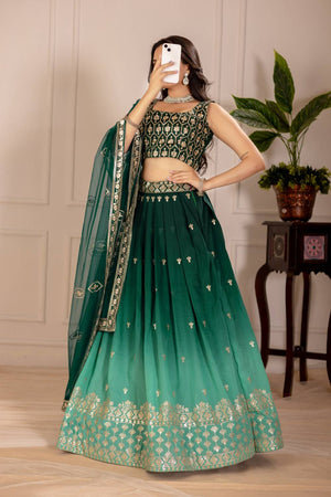 Green Sequin with Embroidered Simmer Silk  Lehenga