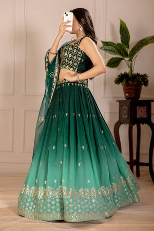 Green Sequin with Embroidered Simmer Silk  Lehenga