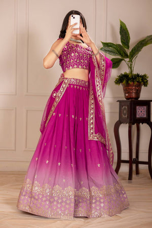 Pink Sequin with Embroidered Simmer Silk  Lehenga