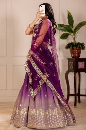Wine Sequin with Embroidered Simmer Silk  Lehenga (MRA1102WINE)