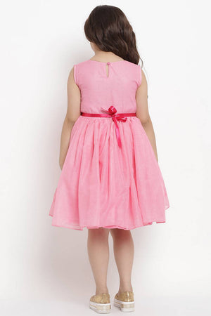 Girl's Pink Solid Silk Dress