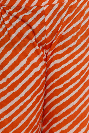 Girl's Orange Bandhani Printed Cotton Kurta Set