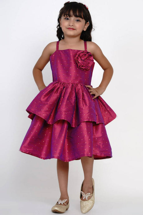 Girl's Pink Jacquard Jacquard Dress