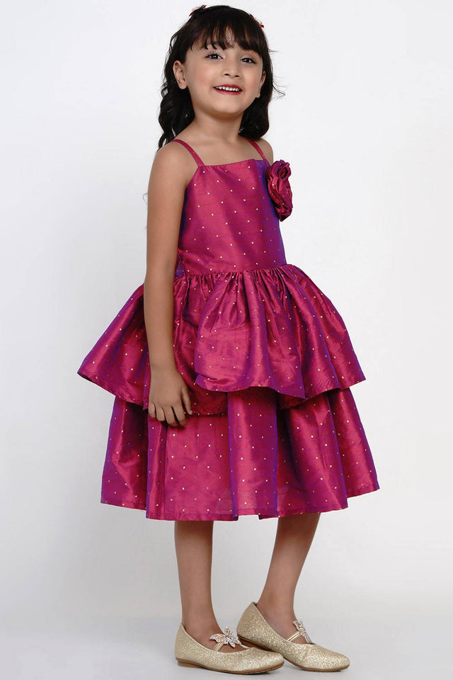 Girl's Pink Jacquard Jacquard Dress