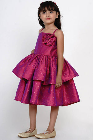 Girl's Pink Jacquard Jacquard Dress