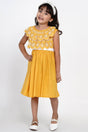 Girl's Mustard Solid Cotton Dress