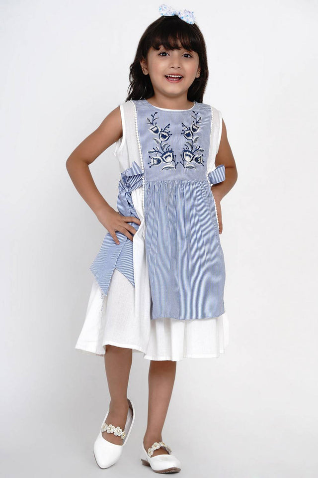 Girl's Blue Stripe Cotton Dress