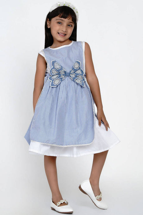 Girl's Blue Stripe Cotton Dress