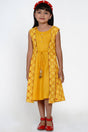 Girl's Yellow Bandhani Printed Cotton Dress