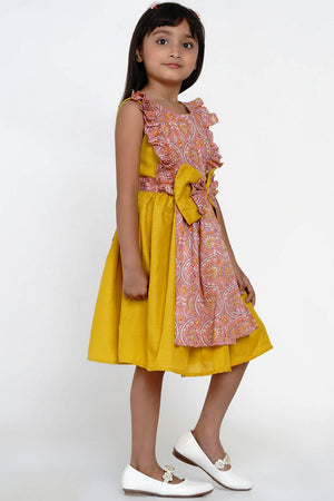 Girl's Pink Floral Printed Cotton Dress