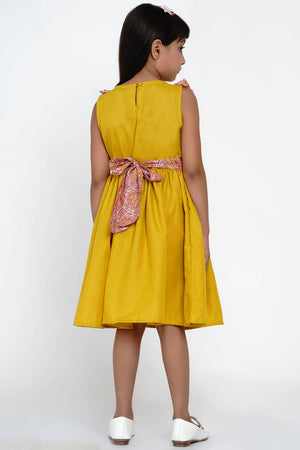 Girl's Pink Floral Printed Cotton Dress