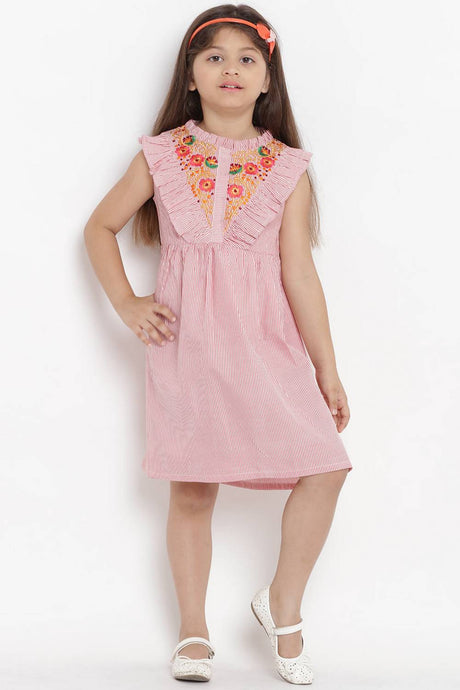 Girl's Pink Stripe Cotton Dress