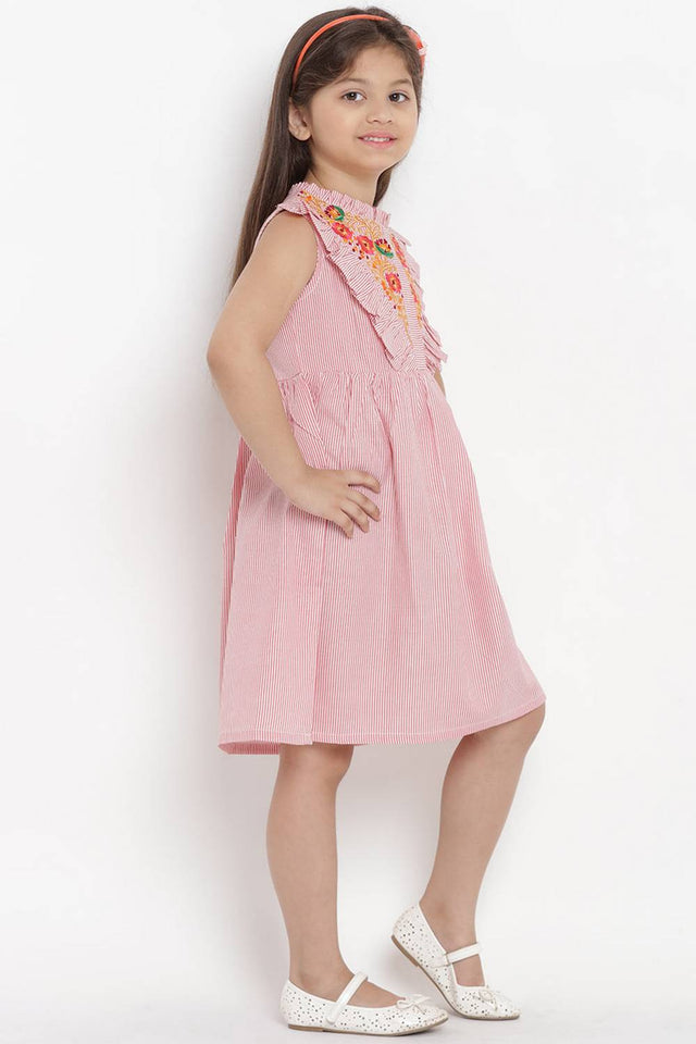 Girl's Pink Stripe Cotton Dress