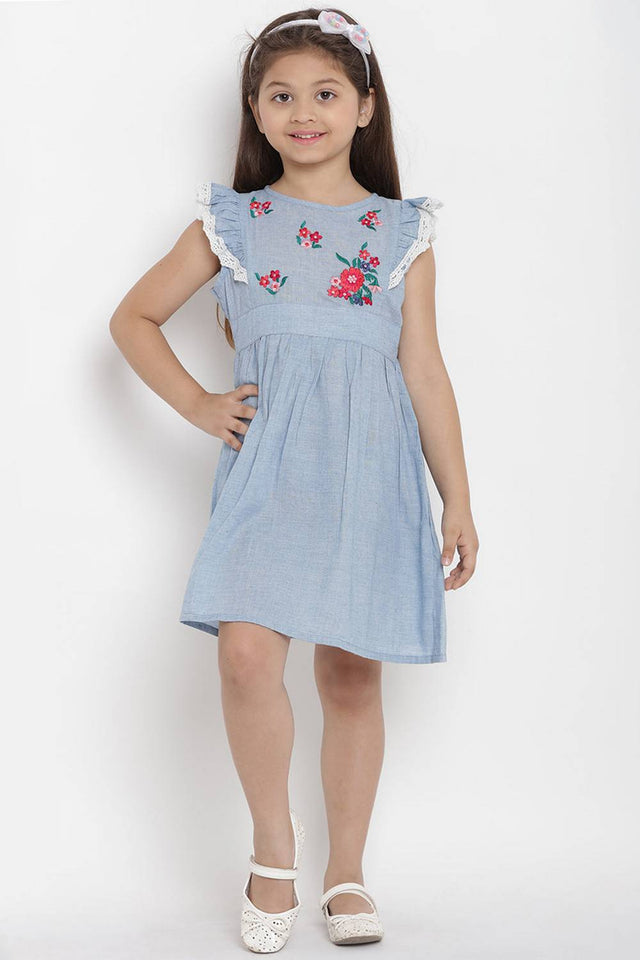 Girl's Blue Stripe Cotton Dress