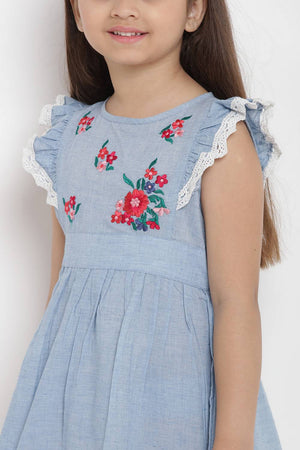Girl's Blue Stripe Cotton Dress