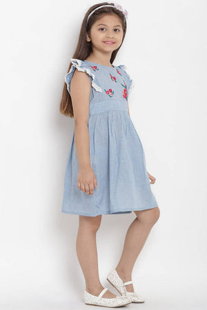 Girl's Blue Stripe Cotton Dress