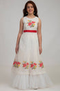 Girl's White Embroidered Silk Dress