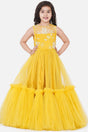 Girl's Yellow Frill Work Silk Dress