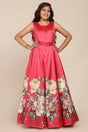 Girl's Pink Floral Printed Silk Dress
