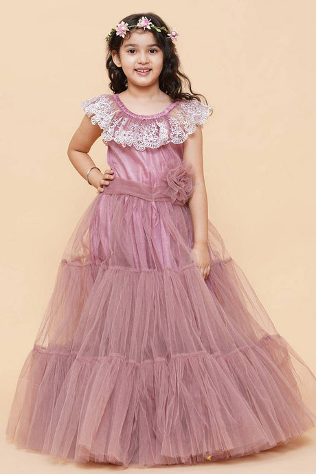 Girl's Pink Embroidered Polyester Dress
