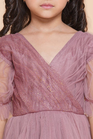 Girl's Pink Solid Polyester Dress