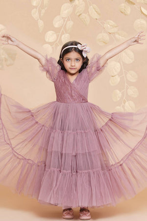Girl's Pink Solid Polyester Dress