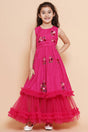Girl's Pink Embroidered Polyester Dress