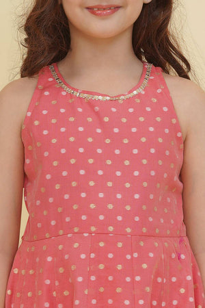 Girl's Peach Woven Silk Dress