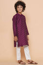 Boy's Violet Woven Silk Kurta Set