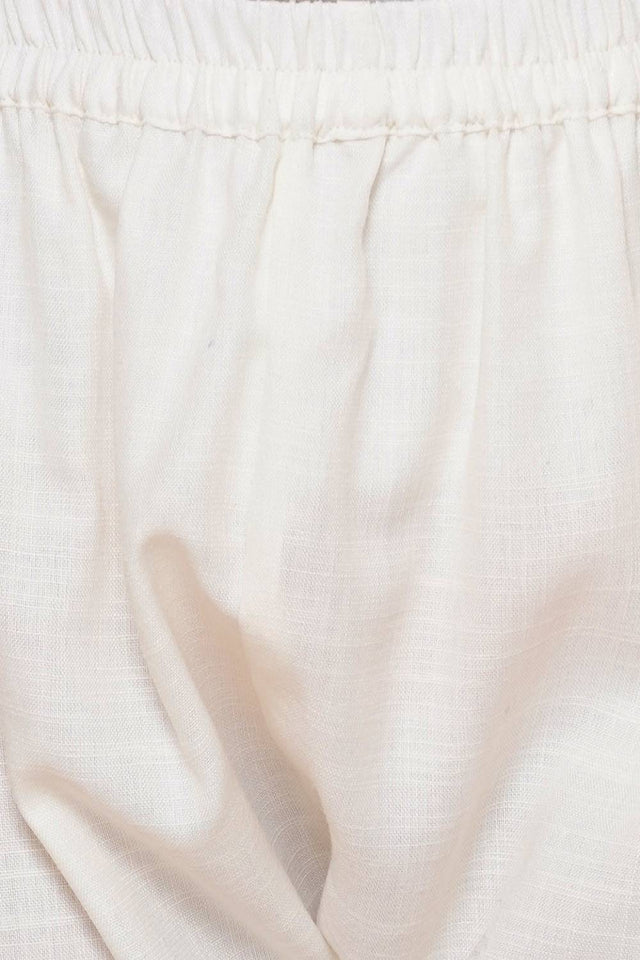 Boy's White Floral Printed Silk Kurta Set