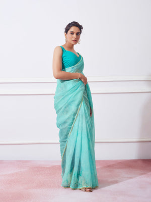 Blue Silk Printed Saree