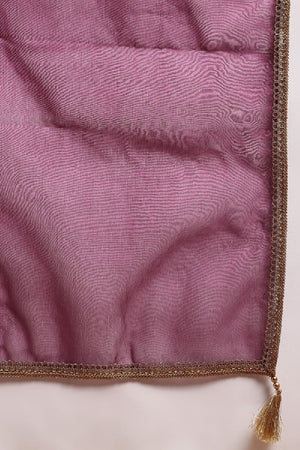 Purple Silk Blend Solid Yoke Design Flared Empire Anarkali Suit Set