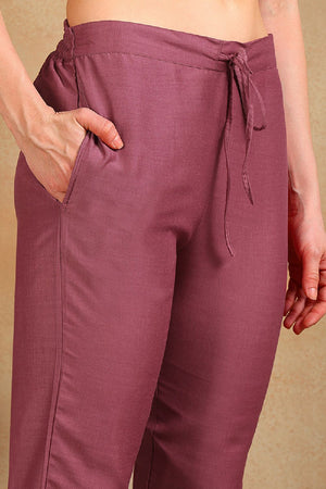 Pink Silk Blend Embroidered Straight Cut Suit Set