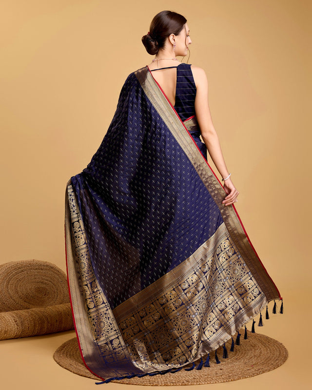 Blue Silk Woven Saree
