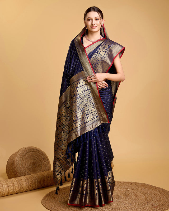 Blue Silk Woven Saree