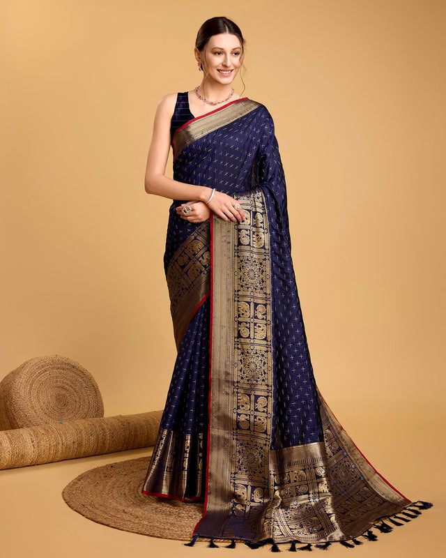 Blue Silk Woven Saree