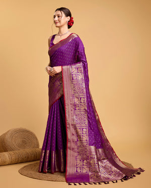 Purple Silk Woven Saree
