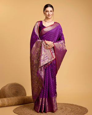 Purple Silk Woven Saree