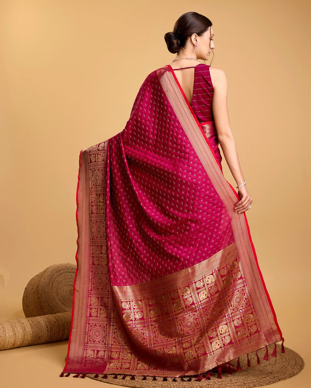 Red Silk Woven Saree