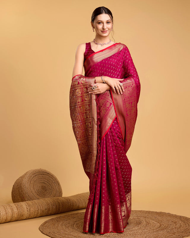 Red Silk Woven Saree