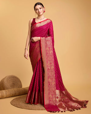 Red Silk Woven Saree